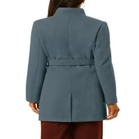 Уникатни поволни цени за женски штанд јака појаси наклонети џебови предни палто со долг ракав