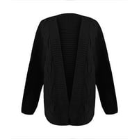 Женски Кардигани плус Големина Плетење Еднобојна Отворена Предна Удобна Палто Кардиган Џемпер Со Долги Ракави Црна М