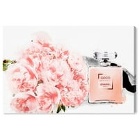 Пистата авенија мода и глам wallидна уметност платно „цвеќиња и парфеми“ парфеми - розови, бели