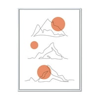 DesignArt 'Апстрактни црвени месечини со Mountain Range' Модерно врамен платно wallиден печатење