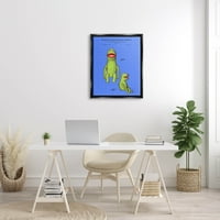 Sumbell Industries Frog Charket Character Character Plueprint Graphic Art Jet Black Floating Framed Canvas Print Wall Art, Design