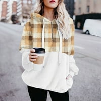 Дезд плус големина зима жени нејасни маички палто на дозвола мода женски патент v-врат пулвер врвови со долги ракави блуза дуксер