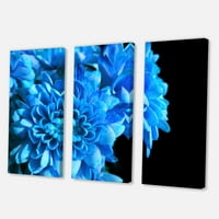 Детали за сини цвеќиња на црна позадина I сликање платно уметнички принт