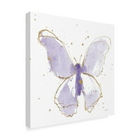 Заштитен знак Ликовна Уметност Позлатени Пеперутки ВТОРА Лаванда Платнена Уметност Од Ширли Новак