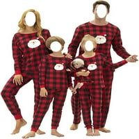 Fanvereka Појавување На Семејството Божиќ Родител-Дете Ноќна Облека Облека, Црвена Долги Ракави Печатени Шема Блузи И Панталони