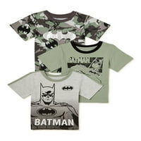 Графички маици за момчиња Бетмен и Дете, 3-пакувања, големини 12м-5Т
