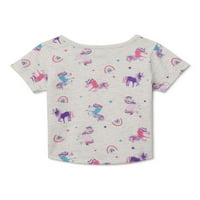 Гаранималс бебе девојчиња Унирози и виножита печати маица со краток ракав, големини 0 3М-24м