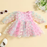 Biayxms Деца Бебе Девојка Принцеза Фустан Падне Елегантен Пеперутка Долги Ракави Фустан За Дете Пролет Облека