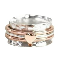Модни класични прстени за срцеви прстени, ротирачки прстен за анксиозно олеснување на срцето Спиндерс ringsубовни прстени за