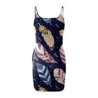 Женски Летни Секојдневни Модни Печатени Фустани Со Ремени За Ремени За Вратот V За жени Виолетова XXL
