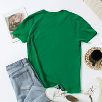 Женски блузи женски мода Свети Патрик, печатена шема за кратки ракави маица нане зелена м