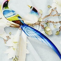 Womenените летни врвови женски лабави модни кратки ракави случајни блузи со врата од цветници од туниќ сини м