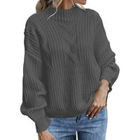 Мијаилима Плус Големина Женски Џемпери Пуловер Обични Врвови Пуловер Џемпери За Жени Зимски Fall Тркалезно Деколте Со Долги