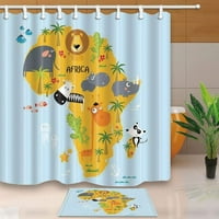 Карта Декор Африка Диви Животни И Растенија Дистрибуција Мапа Туш Завеса Со Кат Вратата Бања Килими 15.7 х