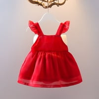Цветни Девојки Фустани За Свадбени Трегери Мода Линија Фустан За Забава Без Ракави Црвен 2ј-3Ј