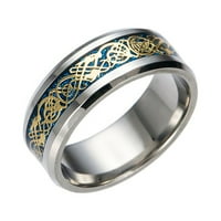 кеусн титаниум челик змеј прстен со сребрен златен змеј нерѓосувачки челик прстен в