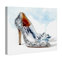 Wynwood Studio Mase and Glam Wall Art Canvas Prints 'Crystal Shoe' чевли - сива, бела