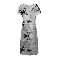 Вајонгтао Се Занимава Со Пријатна Мода Жени Обични В-Вратот Краток Ракав Патент Џеб Печатење Лабава Облека