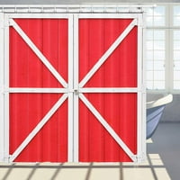 Рустикална Завеса За Туширање Класична Врата Во Стилот На Црвена Штала Со Бела Облога Завеса За Бања Полиестерска Ткаенина Завеси