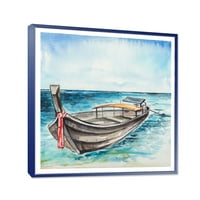 Дизајн на „Малиот брод на езерото Шор“ Наутички и крајбрежен врамен платно wallиден печатење