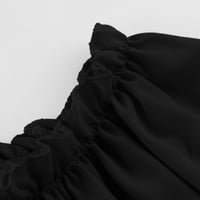 Женски Врвови Вратот На Екипажот Цврста Блуза Обични Жени Летни Кошули Со Долги Ракави Црна М