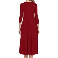Zermoge жени фустани плус големина на дозвола жени мода тенок вклопуваат удобно копче V-вратот цврста боја случајна фустан