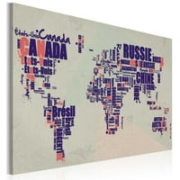 Tiptophomedecor испружено платно светско мапа уметност - француско патување - истегната и врамена подготвена за виси уметност