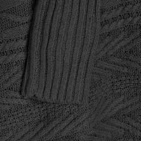 Зашеметени Жени Секојдневен Цврст Долг Ракав Дебел Плетен Пуловер Џемпер Од Екипажот