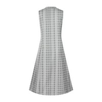 Cofeemo женски моден лесен без ракав копче V-вратот со лента за печатење максичен фустан