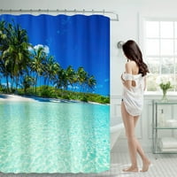 хгв бања декор океан плажа печати туш завеса со куки водоотпорен туш завеса бања тешка страна туш завеса машина перат брзо сува